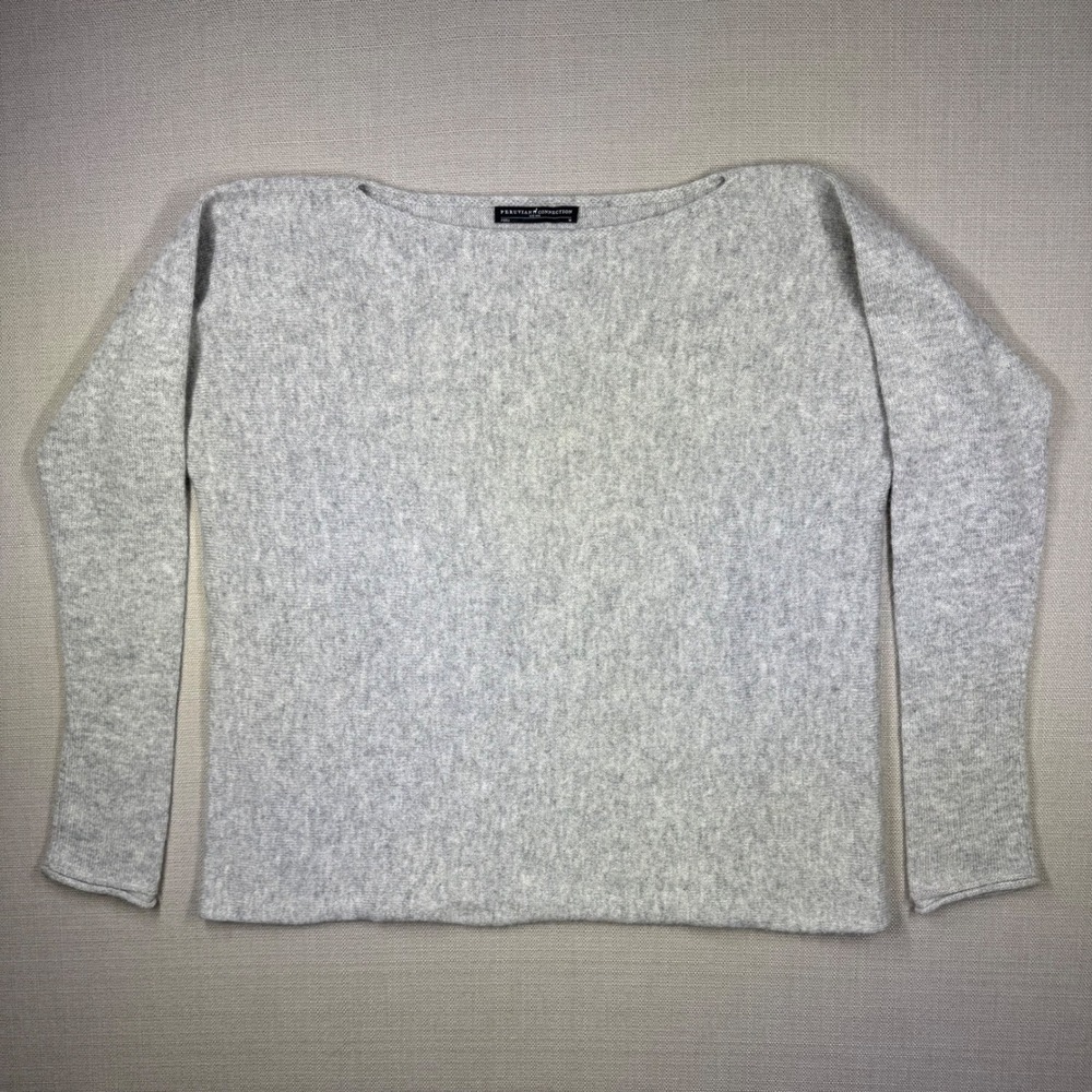 Peruvian Connection Womens Sweater 100% Royal Alpaca Gray Boat Neck Size Medium